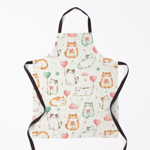 Item preview, Pastel Chibi Cats with Heart Balloons Seamless Pattern designed and sold by meesub.