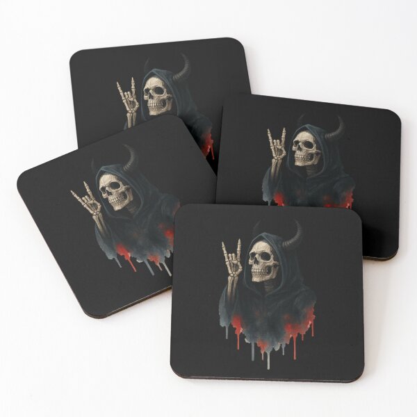 Item preview, Horned Grim Reaper Skeleton with Devil Horns – Dark Watercolor Art designed and sold by LuminShadowArt.