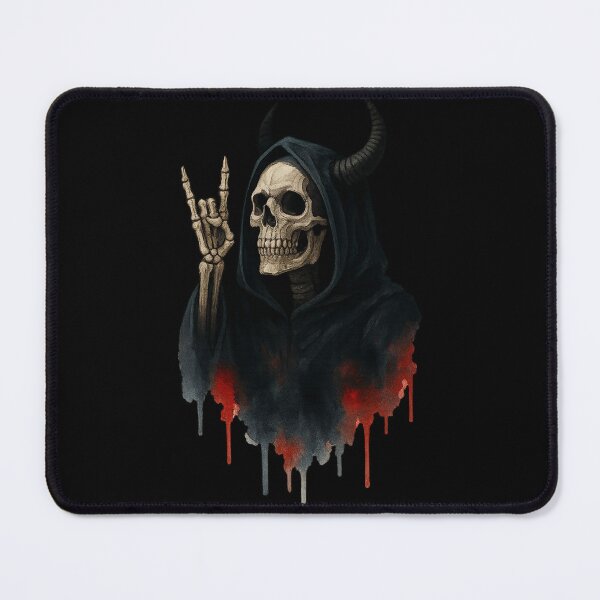 Item preview, Horned Grim Reaper Skeleton with Devil Horns – Dark Watercolor Art designed and sold by LuminShadowArt.