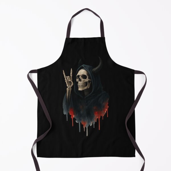 Item preview, Horned Grim Reaper Skeleton with Devil Horns – Dark Watercolor Art designed and sold by LuminShadowArt.