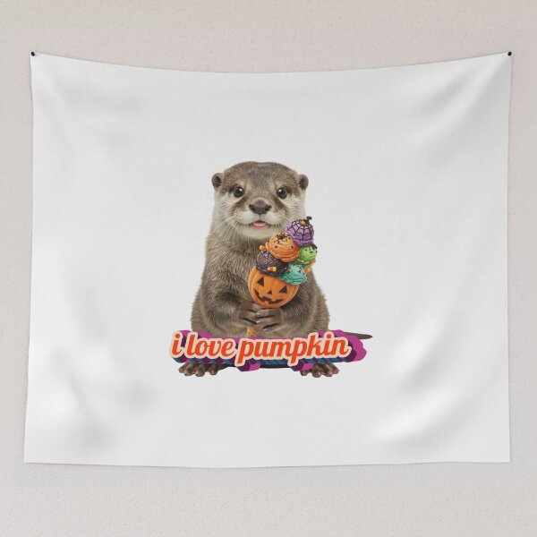 Item preview, A Very Cute Otter Eating Pumpkin Ice Cream designed and sold by Otterly Cute.