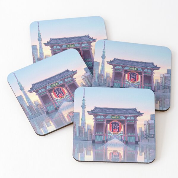 Item preview, Neon Asakusa Kaminarimon & Skytree - Cyberpunk Tokyo Sunrise designed and sold by treasurestockjp.