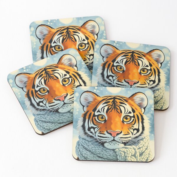 Item preview, Cozy Winter Tiger in Knitted Scarf designed and sold by Jagruti_Artzone.