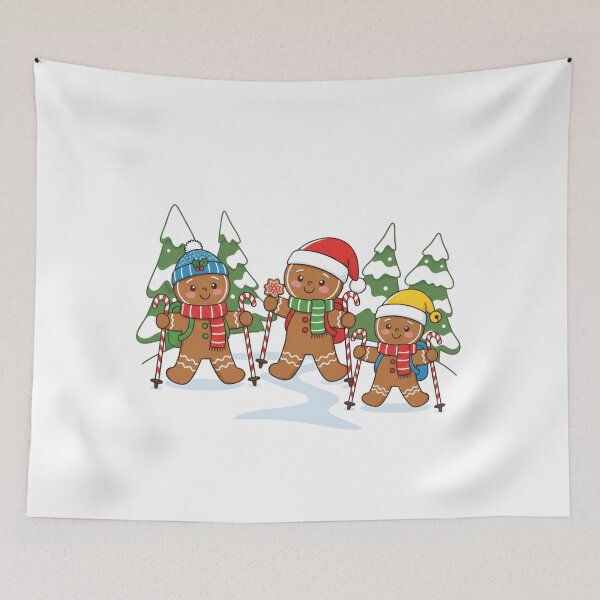 Item preview,  Whimsical Gingerbread Hikers Christmas T-Shirt - Candy Cane Trekking Pole Winter Tee designed and sold by ZyxDes.