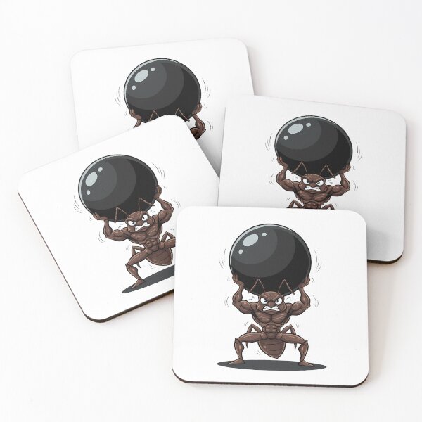 Item preview, Strong Muscular Ant Lifting Heavy Ball Cartoon Illustration designed and sold by hn79.