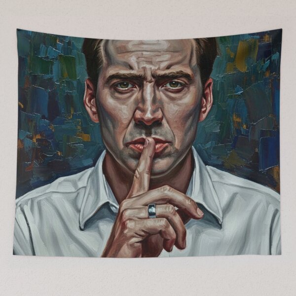 Item preview, The Cage Code - Nicolas Cage Impasto Portrait designed and sold by Art's Diner.
