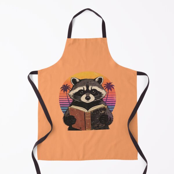 Item preview, Synthwave Raccoon Reading Art: Retro 80s Sunset Palm Tree Aesthetic Design designed and sold by Cherrydora.