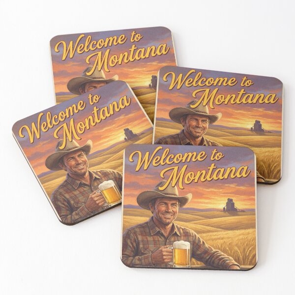 Item preview, Welcome to Montana Golden Plains Cowboy Ale Poster designed and sold by Cozy-Old-Pub.