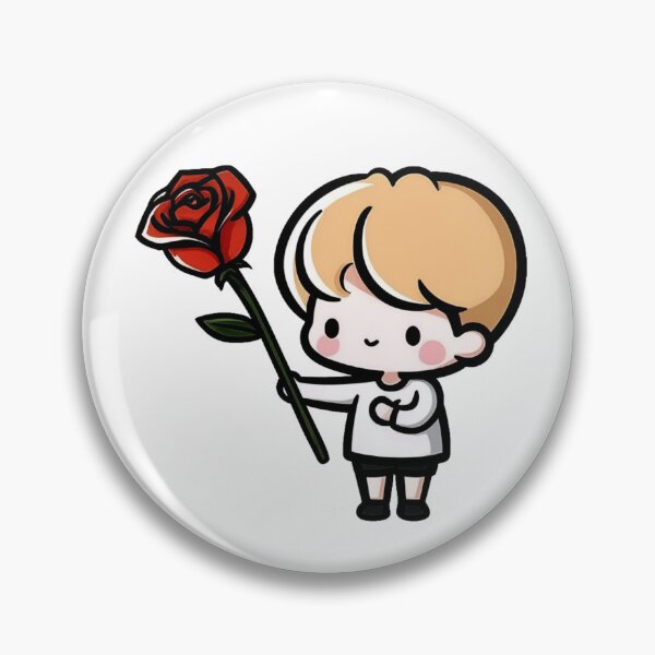 Item preview, Cute chibi boy holding red rose romantic valentine character adorable love illustration art designed and sold by Mimoshi ⭐⭐⭐⭐⭐.
