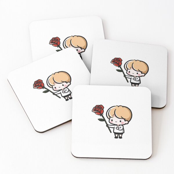 Item preview, Cute chibi boy holding red rose romantic valentine character adorable love illustration art designed and sold by Mimoshi ⭐⭐⭐⭐⭐.