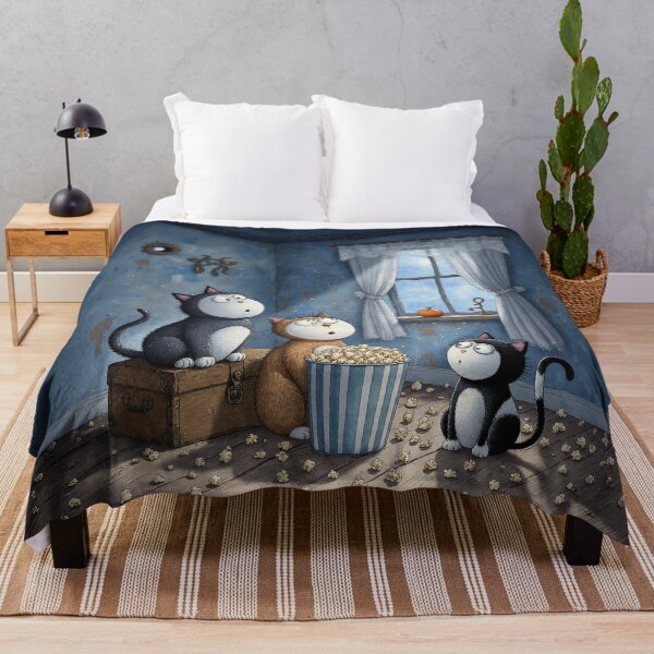Item preview, Popcorn Surprise – Three Cats and One Mysterious Ceiling designed and sold by Whimsical Hug.