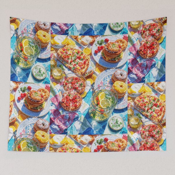 Item preview, Vibrant Summer Picnic – Colorful Food Art with Burgers, Pizza & Lemon Drinks designed and sold by Grafititee.