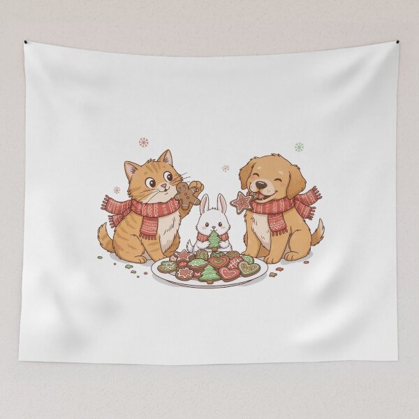 Item preview, Cute Animals Christmas Cookies T-Shirt - Dog Cat Rabbit Nibbling Holiday Snack Tee designed and sold by ZyxDes.