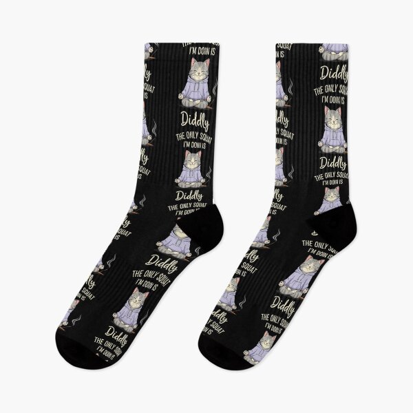 Item preview, The Only Squat I'M Doin Is Diddly Funny Cat Yoga Meme designed and sold by DonnieJennie.