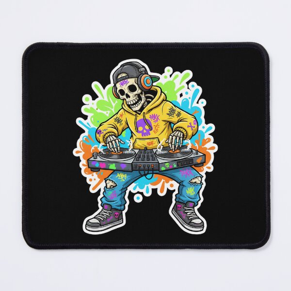 Item preview, Groovy Skeleton DJ Street Art Aesthetic designed and sold by BlurBlurDesign.