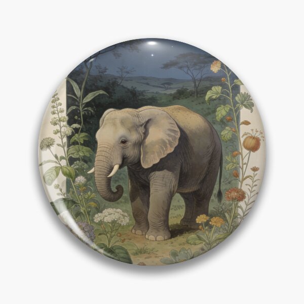 Item preview, Vintage Celestial Elephant Art Print: Night Safari Botanical Illustration designed and sold by Cherrydora.