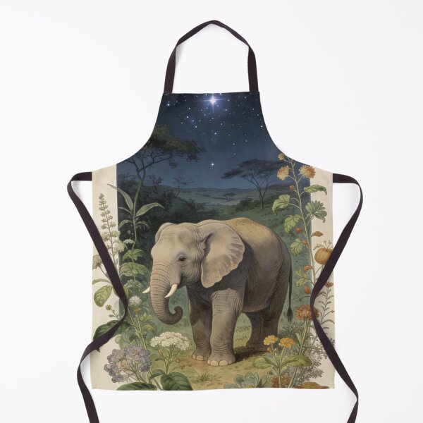 Item preview, Vintage Celestial Elephant Art Print: Night Safari Botanical Illustration designed and sold by Cherrydora.