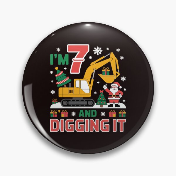 Item preview, I'm 7 Construction 7th Birthday Kid Boy Xmas Excavator Santa designed and sold by FndPardaL.
