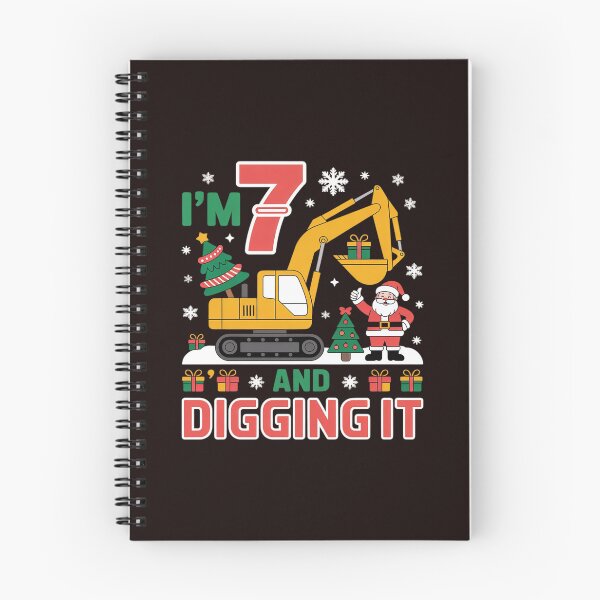 Item preview, I'm 7 Construction 7th Birthday Kid Boy Xmas Excavator Santa designed and sold by FndPardaL.