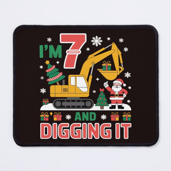 Item preview, I'm 7 Construction 7th Birthday Kid Boy Xmas Excavator Santa designed and sold by FndPardaL.