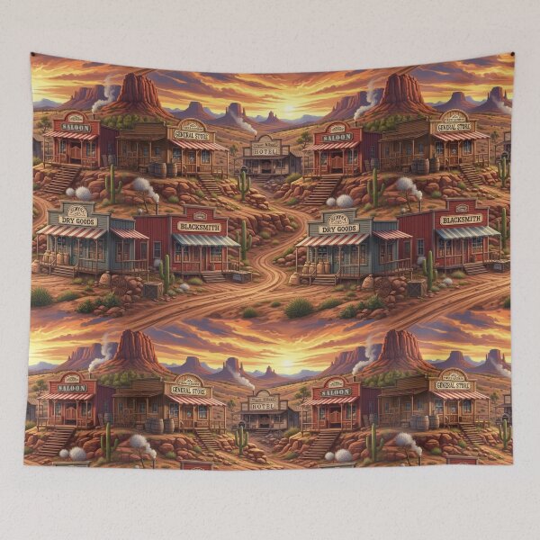Item preview, Wild West Cowboy Town, Country Western Saloon Desert Arizona  designed and sold by TheTimeTaxi.