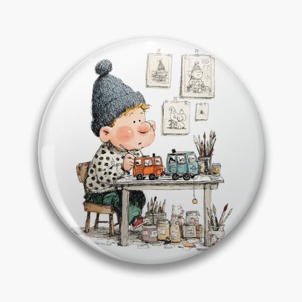 Item preview, Little Artist at Work – Cozy Vintage Illustration of a Creative Child Painting Toys designed and sold by olenadykun.ai.