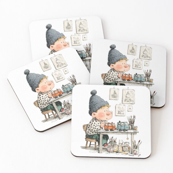 Item preview, Little Artist at Work – Cozy Vintage Illustration of a Creative Child Painting Toys designed and sold by olenadykun.ai.