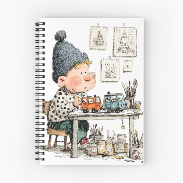 Item preview, Little Artist at Work – Cozy Vintage Illustration of a Creative Child Painting Toys designed and sold by olenadykun.ai.