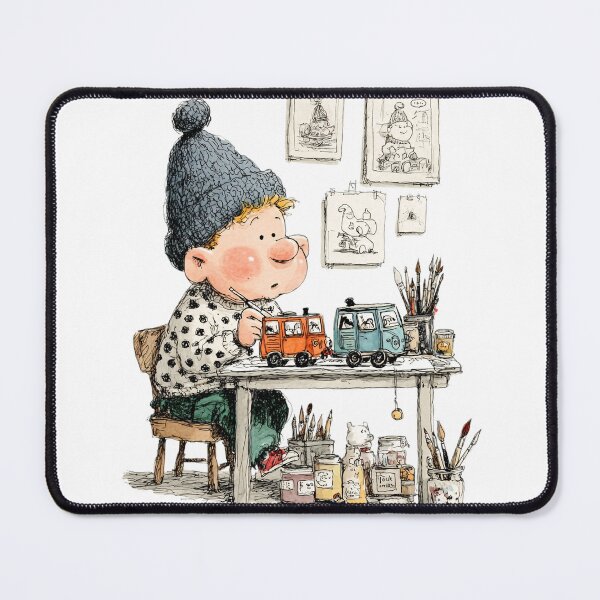 Item preview, Little Artist at Work – Cozy Vintage Illustration of a Creative Child Painting Toys designed and sold by olenadykun.ai.
