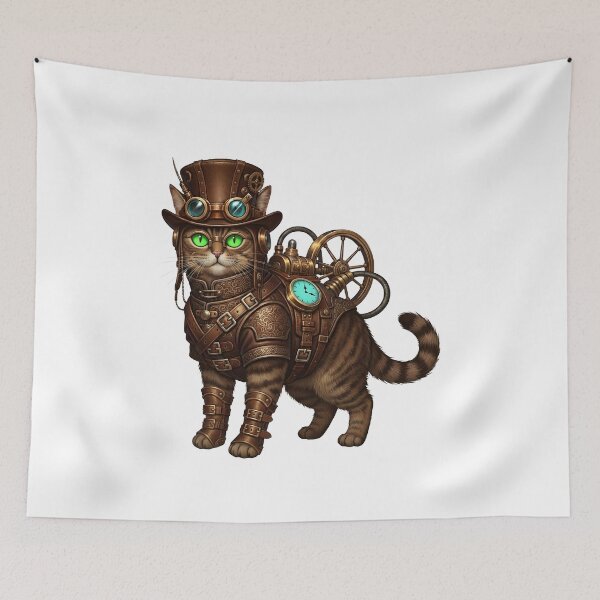 Item preview, Steampunk Cat With Goggles And Gear designed and sold by elderberry.