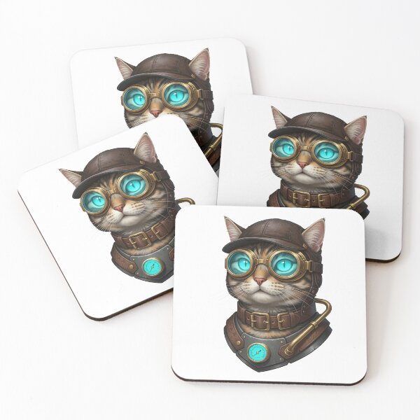 Item preview, Steampunk Cat With Brass Goggles designed and sold by elderberry.