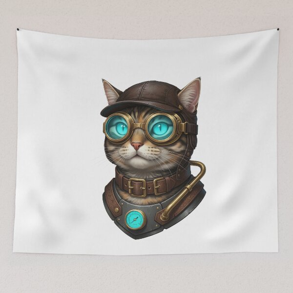 Item preview, Steampunk Cat With Brass Goggles designed and sold by elderberry.