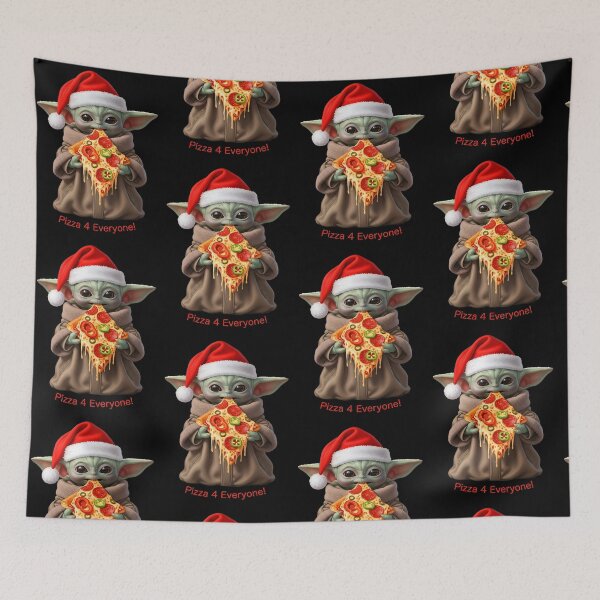 Item preview, Baby Yoda "Pizza 4 Everyone!" Christmas T-Shirt Design - Grogu with Pepperoni Pizza designed and sold by HexOne.