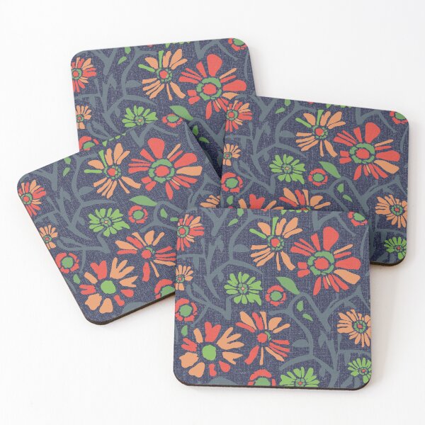 Item preview, Desert. Red and orange flowers on a gray-blue background designed and sold by Alex  Blud.