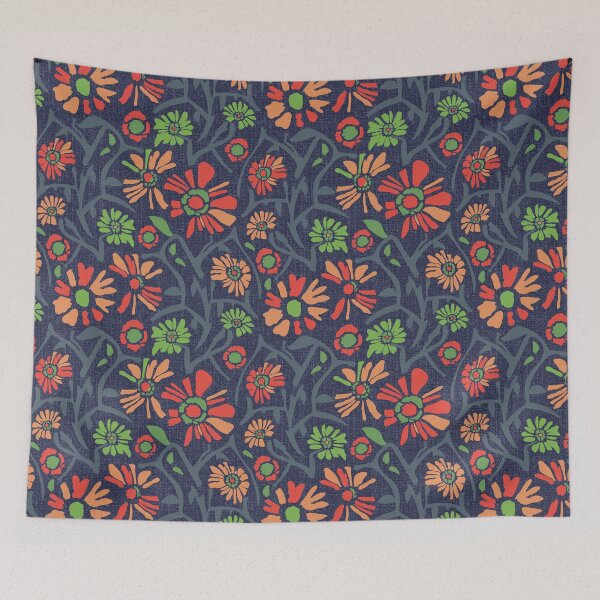 Item preview, Desert. Red and orange flowers on a gray-blue background designed and sold by Alex  Blud.