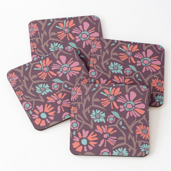Item preview, Desert. Light blue and lilac flowers on a dark brown background designed and sold by Alex  Blud.
