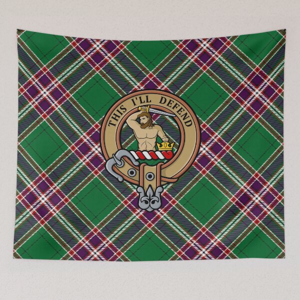 Item preview, Clan MacFarlane Crest over Modern Hunting Tartan designed and sold by sifis.