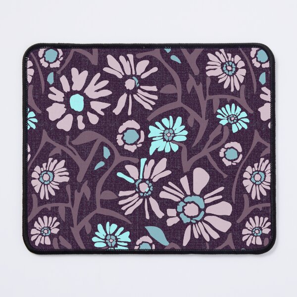 Item preview, Desert. Light turquoise and lilac flowers on a dark burgundy background designed and sold by Alex  Blud.