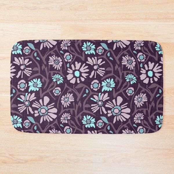 Item preview, Desert. Light turquoise and lilac flowers on a dark burgundy background designed and sold by Alex  Blud.