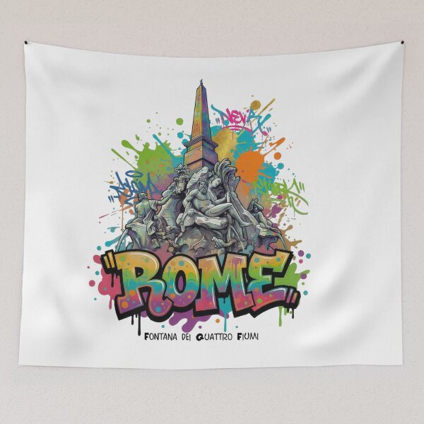 Item preview, Fontana dei Quattro Fiumi – Water worlds in the heart of Rome - Vibrant Graffiti Design designed and sold by Earth Celebration Designs.