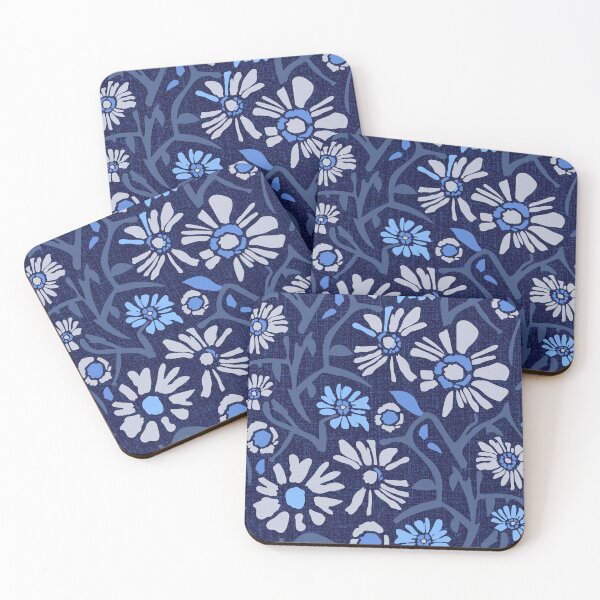 Item preview, Desert. Light blue and gray flowers on a dark blue background designed and sold by Alex  Blud.