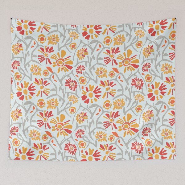Item preview, Desert. Orange and red flowers on a light gray background designed and sold by Alex  Blud.