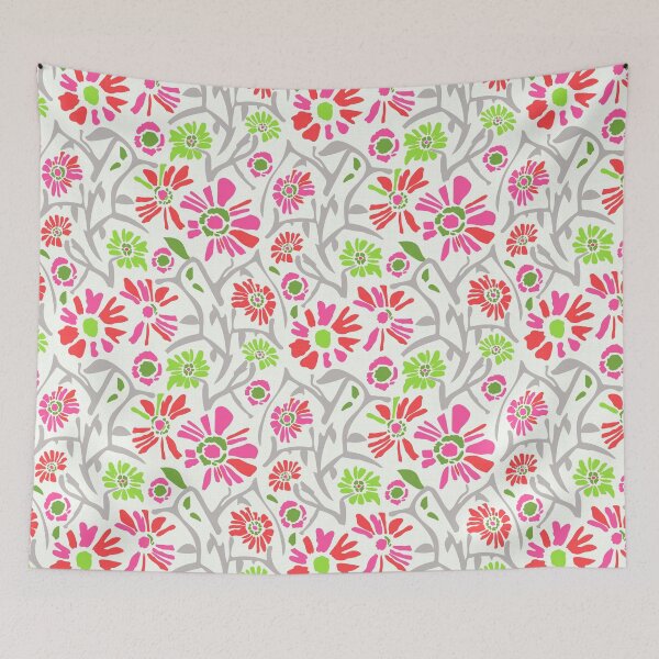 Item preview, Desert. Green and pink flowers on a light cream background designed and sold by Alex  Blud.