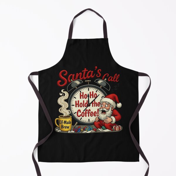 Item preview, Santa's Wake-Up Call Ho Ho Hold the Coffee - Funny Christmas Faux Embroidery T-Shirt designed and sold by GeniePixel.
