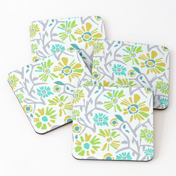 Item preview, Desert. Turquoise and green flowers on a white background designed and sold by Alex  Blud.