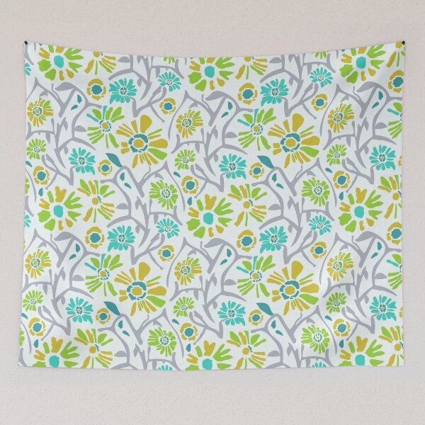 Item preview, Desert. Turquoise and green flowers on a white background designed and sold by Alex  Blud.