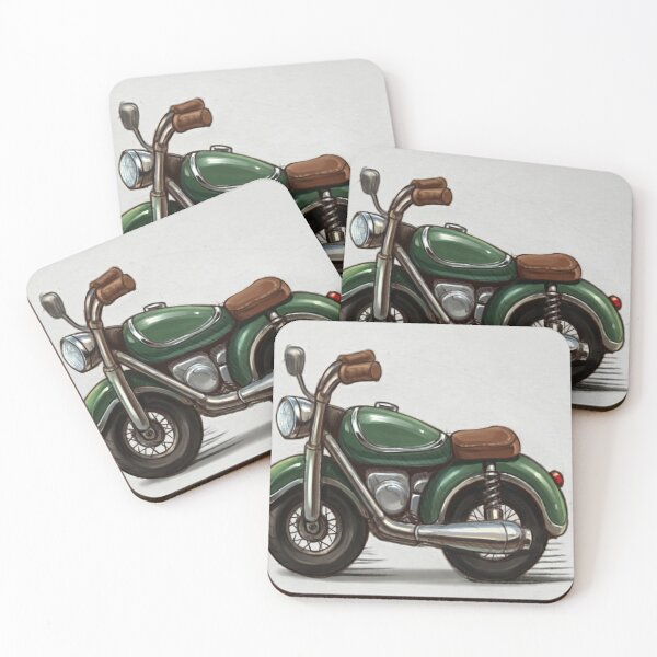 Item preview, Vintage Green Motorcycle Art | Retro Motorbike Scooter Illustration Classic Ride designed and sold by mumeaw.