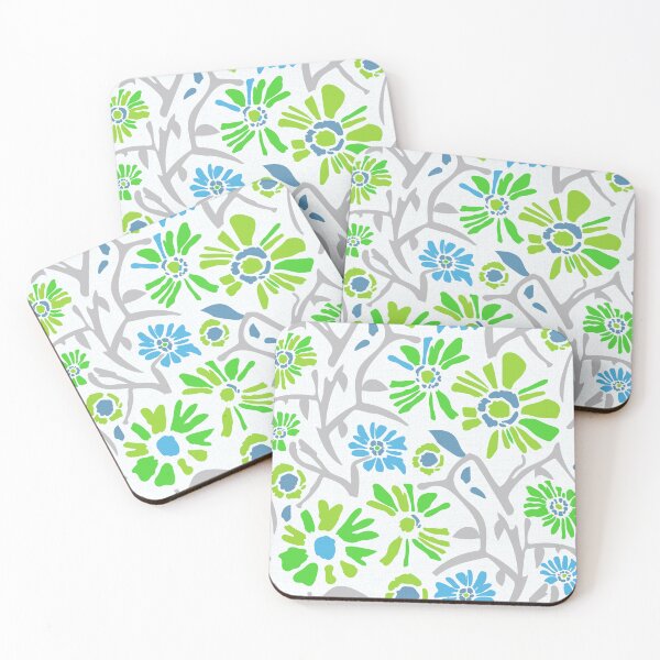 Item preview, Desert. Green and blue flowers on a white background designed and sold by Alex  Blud.