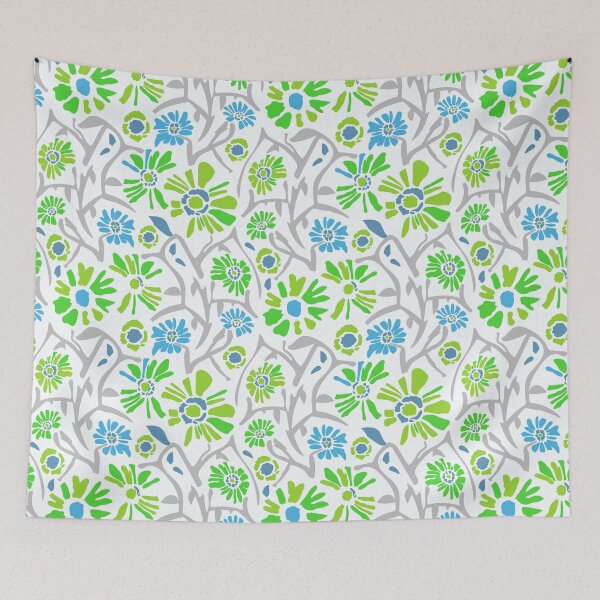 Item preview, Desert. Green and blue flowers on a white background designed and sold by Alex  Blud.