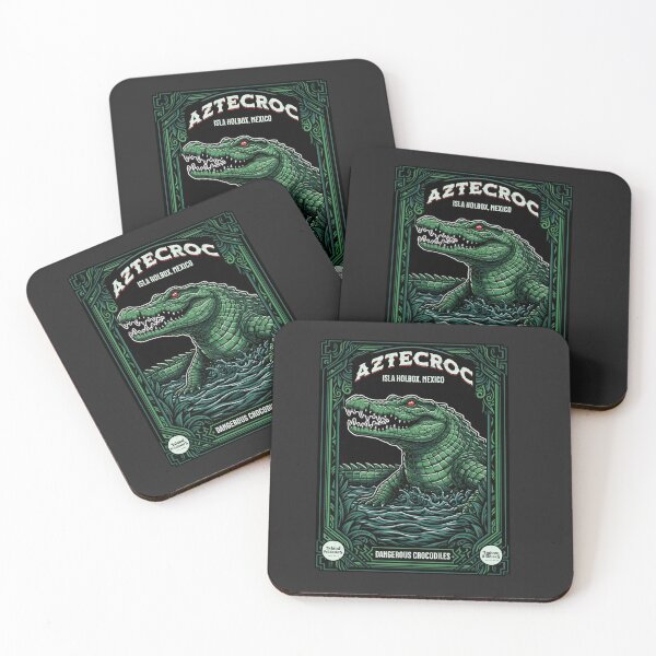 Item preview, Aztec Crocodile – Isla Holbox Mexico Vintage Reptile Poster designed and sold by Mafiadonar.